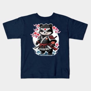 Japanese Samurai Bear Tattoo, Kawaii Ninja Bear Kids T-Shirt